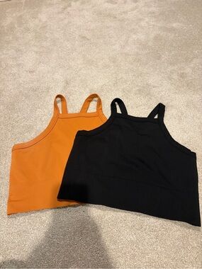 Athleta Racerback Ribbed Tank Tops in Black & Burnt Orange
